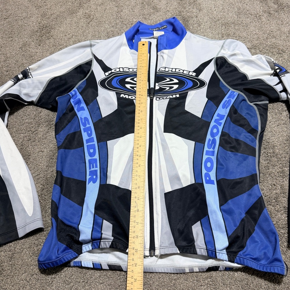Sugoi Poison Spider Moab Utah Cycling Jersey Mens XL Blue Long Sleeve Full Zip‎